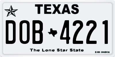 TX license plate DOB4221