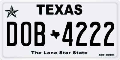 TX license plate DOB4222