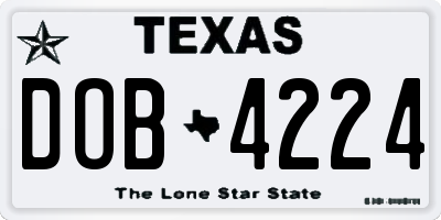 TX license plate DOB4224