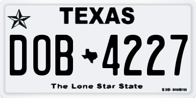 TX license plate DOB4227