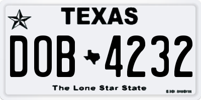 TX license plate DOB4232