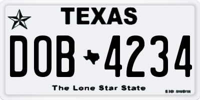 TX license plate DOB4234