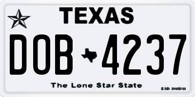 TX license plate DOB4237