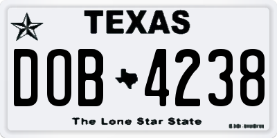 TX license plate DOB4238