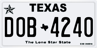 TX license plate DOB4240