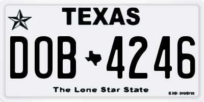 TX license plate DOB4246