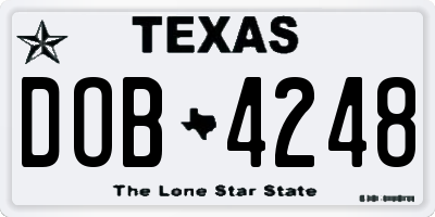 TX license plate DOB4248