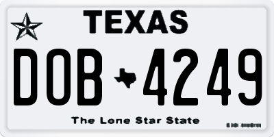 TX license plate DOB4249