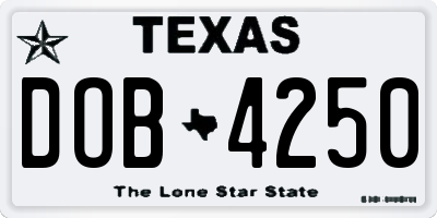 TX license plate DOB4250