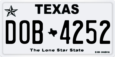 TX license plate DOB4252