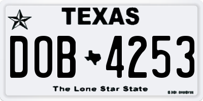 TX license plate DOB4253