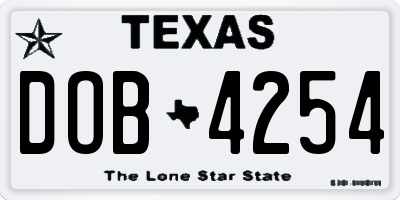TX license plate DOB4254