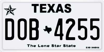 TX license plate DOB4255
