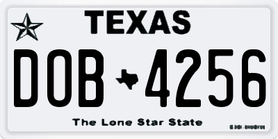 TX license plate DOB4256