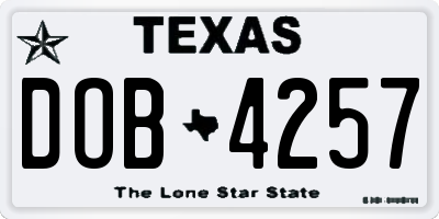 TX license plate DOB4257
