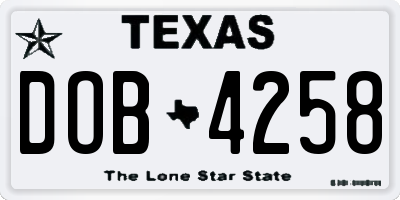TX license plate DOB4258