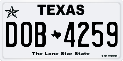 TX license plate DOB4259