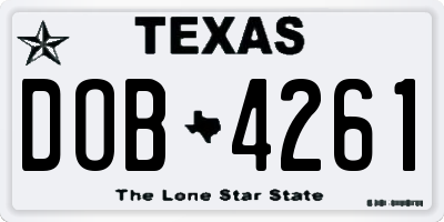 TX license plate DOB4261