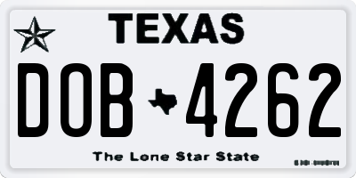 TX license plate DOB4262