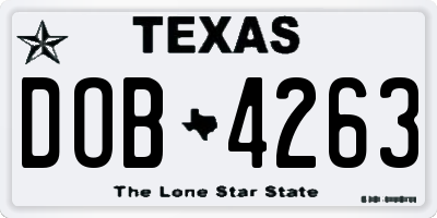 TX license plate DOB4263