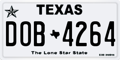 TX license plate DOB4264