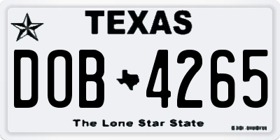 TX license plate DOB4265