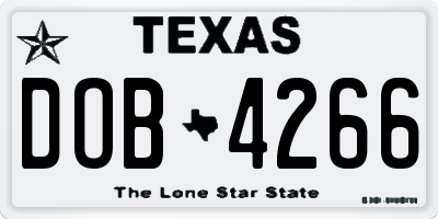 TX license plate DOB4266