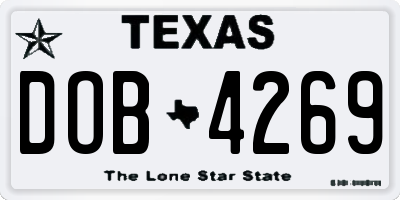 TX license plate DOB4269