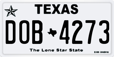 TX license plate DOB4273