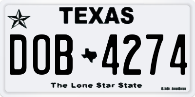 TX license plate DOB4274