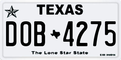 TX license plate DOB4275