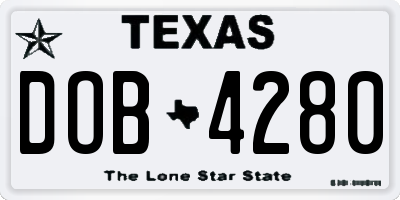 TX license plate DOB4280