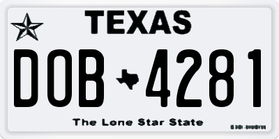 TX license plate DOB4281