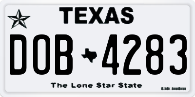 TX license plate DOB4283
