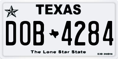 TX license plate DOB4284