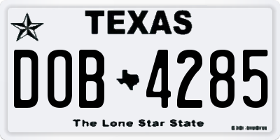 TX license plate DOB4285