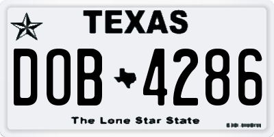 TX license plate DOB4286
