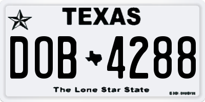 TX license plate DOB4288