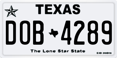 TX license plate DOB4289