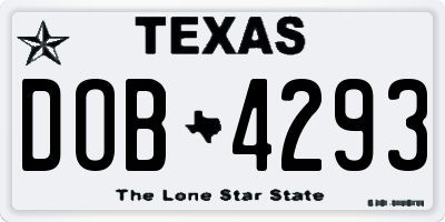 TX license plate DOB4293
