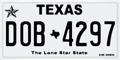 TX license plate DOB4297