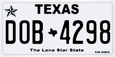TX license plate DOB4298