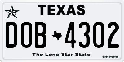 TX license plate DOB4302