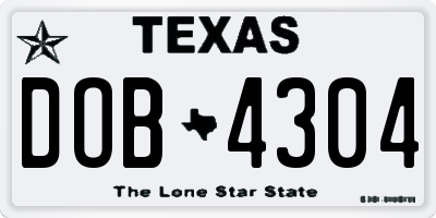 TX license plate DOB4304