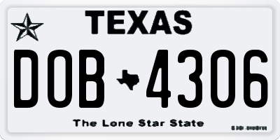 TX license plate DOB4306