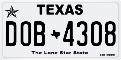 TX license plate DOB4308