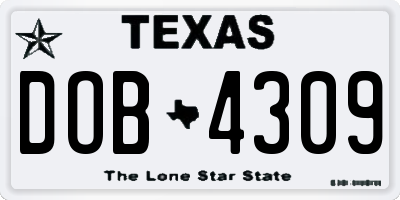 TX license plate DOB4309