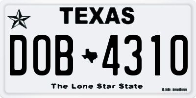 TX license plate DOB4310