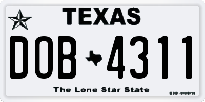 TX license plate DOB4311