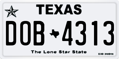 TX license plate DOB4313